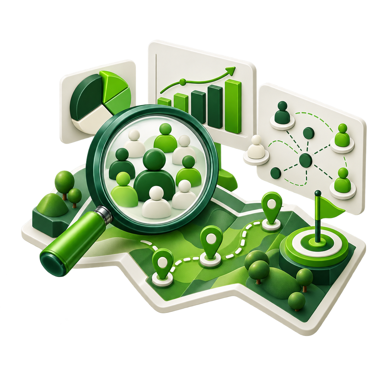 Research and marketing strategy illustration